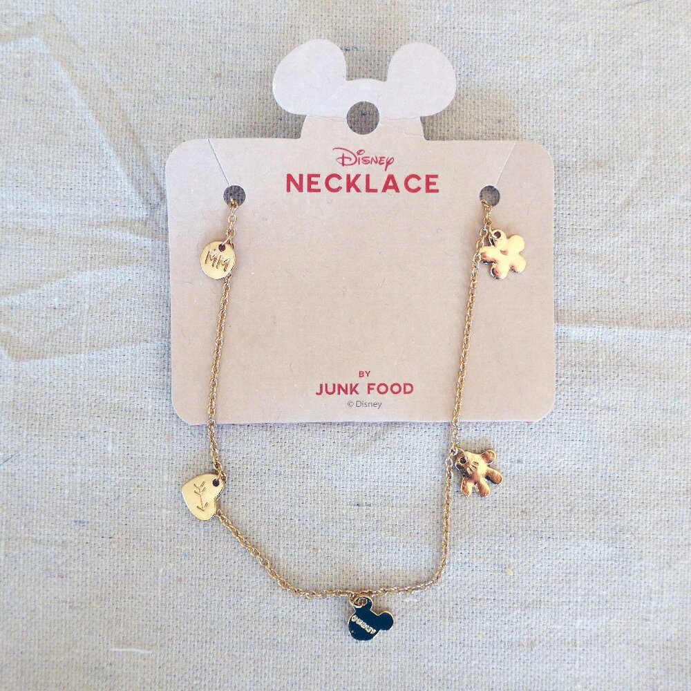 NWT Disney x Junk Food Gold Tone Charm Necklace